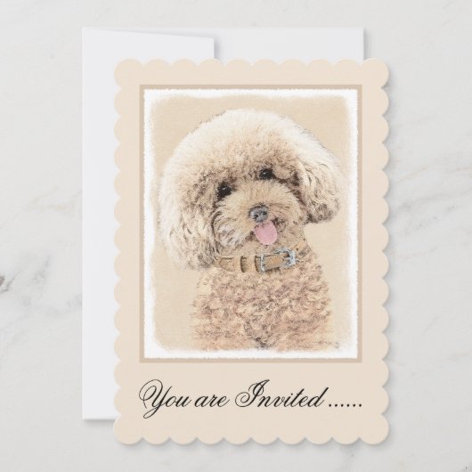 Poodle Miniature Speelgoed Abriot Cream Brown Dog Kaart (Voorkant)