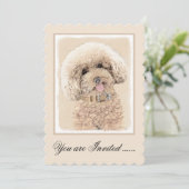 Poodle Miniature Speelgoed Abriot Cream Brown Dog Kaart (Staand voorkant)