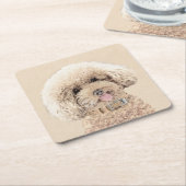 Poodle Miniature Speelgoed Abriot Cream Brown Dog  Kartonnen Onderzetters (Schuin)