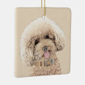 Poodle Miniature Speelgoed Abriot Cream Brown Dog  Keramisch Ornament (Rechts)