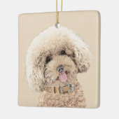 Poodle Miniature Speelgoed Abriot Cream Brown Dog  Keramisch Ornament (Links)