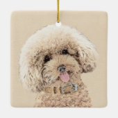 Poodle Miniature Speelgoed Abriot Cream Brown Dog  Keramisch Ornament (Achterkant)