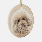 Poodle Miniature Speelgoed Abriot Cream Brown Dog  Keramisch Ornament (Rechts)