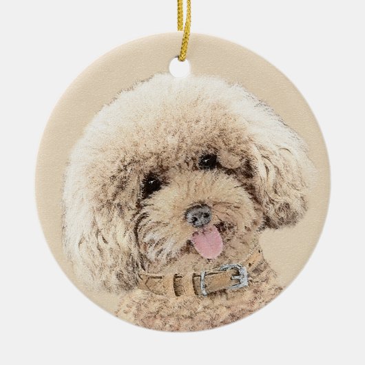 Poodle Miniature Speelgoed Abriot Cream Brown Dog  Keramisch Ornament (Voorkant)
