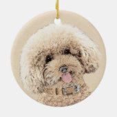 Poodle Miniature Speelgoed Abriot Cream Brown Dog  Keramisch Ornament (Achterkant)