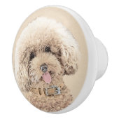 Poodle Miniature Speelgoed Abriot Cream Brown Dog  Keramische Knop (Rechts)
