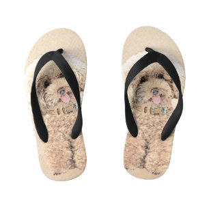 Poodle Miniature Speelgoed Abriot Cream Brown Dog Kinder Teenslippers