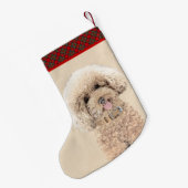 Poodle Miniature Speelgoed Abriot Cream Brown Dog  Kleine Kerstsok (Achterkant (Hangend))
