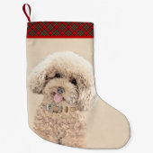 Poodle Miniature Speelgoed Abriot Cream Brown Dog  Kleine Kerstsok (Voorkant)