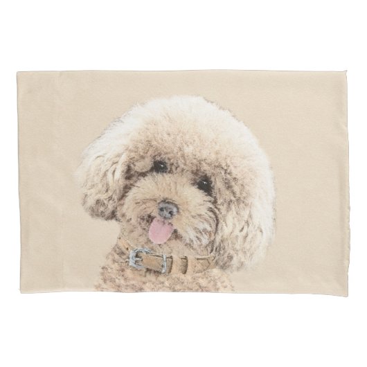 Poodle Miniature Speelgoed Abriot Cream Brown Dog Kussensloop (Voorkant)
