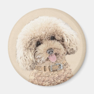 Poodle Miniature Speelgoed Abriot Cream Brown Dog  Magneet