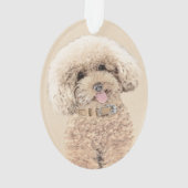 Poodle Miniature Speelgoed Abriot Cream Brown Dog  Ornament (achterkant)
