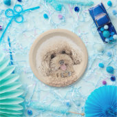 Poodle Miniature Speelgoed Abriot Cream Brown Dog  Papieren Bordje (Feest)