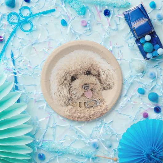 Poodle Miniature Speelgoed Abriot Cream Brown Dog  Papieren Bordje (Feest)
