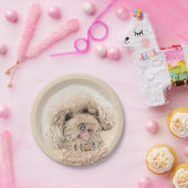Poodle Miniature Speelgoed Abriot Cream Brown Dog  Papieren Bordje (Feest)