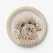 Poodle Miniature Speelgoed Abriot Cream Brown Dog  Papieren Bordje (Voorkant)