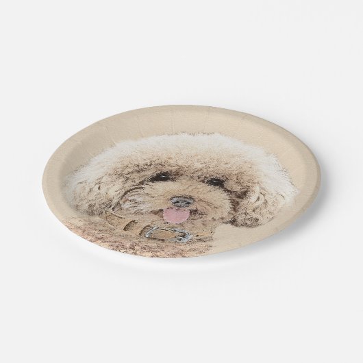 Poodle Miniature Speelgoed Abriot Cream Brown Dog  Papieren Bordje (Gekanteld)