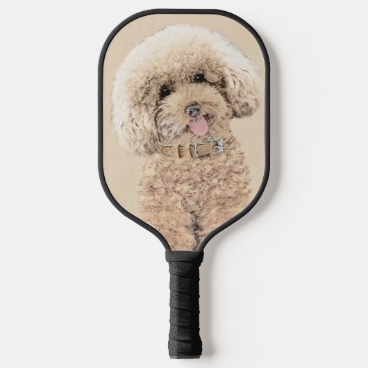 Poodle Miniature Speelgoed Abriot Cream Brown Dog  Pickleball Paddle (Voorkant)