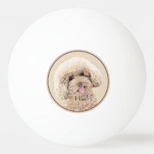 Poodle Miniature Speelgoed Abriot Cream Brown Dog Pingpongbal