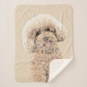 Poodle Miniature Speelgoed Abriot Cream Brown Dog  Sherpa Deken