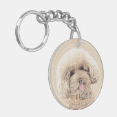 Poodle Miniature Speelgoed Abriot Cream Brown Dog  Sleutelhanger (Voorkant Links)