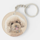 Poodle Miniature Speelgoed Abriot Cream Brown Dog  Sleutelhanger (Achterkant)