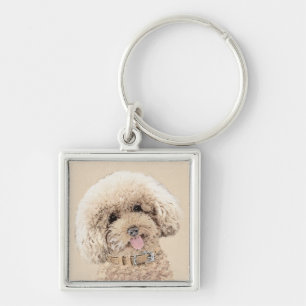 Poodle Miniature Speelgoed Abriot Cream Brown Dog Sleutelhanger