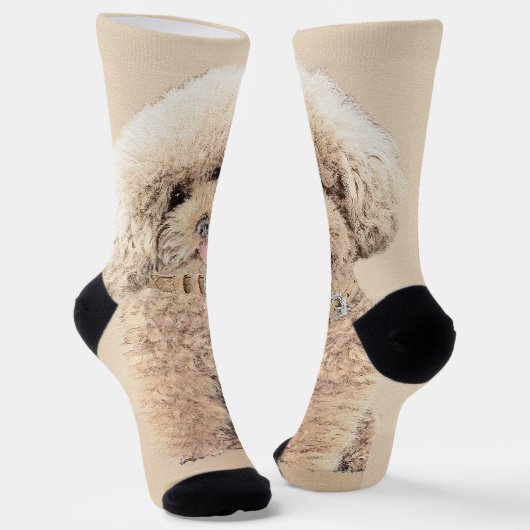 Poodle Miniature Speelgoed Abriot Cream Brown Dog  Sokken (Gebogen)