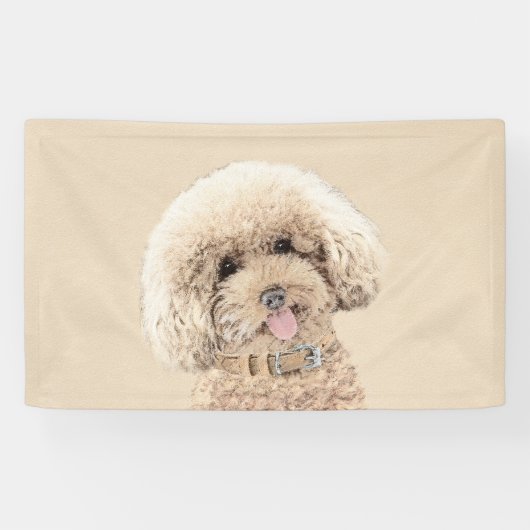 Poodle Miniature Speelgoed Abriot Cream Brown Dog  Spandoek (Horizontaal)