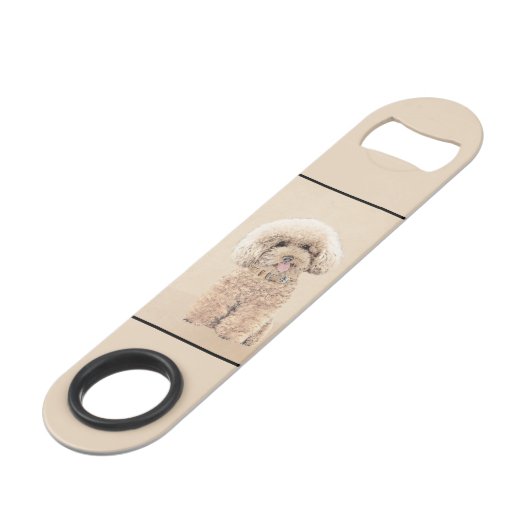 Poodle Miniature Speelgoed Abriot Cream Brown Dog Speed Flessenopener (Achterkant Gekanteld)