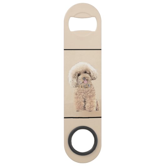 Poodle Miniature Speelgoed Abriot Cream Brown Dog  Speed Flessenopener (Voorkant)