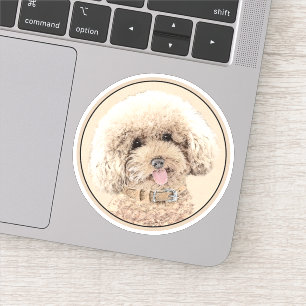 Poodle Miniature Speelgoed Abriot Cream Brown Dog  Sticker
