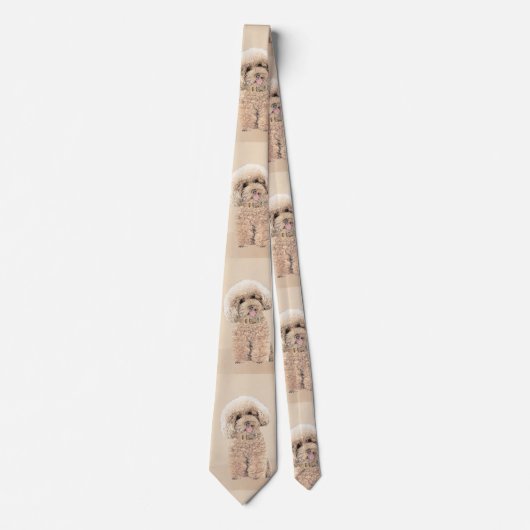 Poodle Miniature Speelgoed Abriot Cream Brown Dog  Stropdas (Voorkant)