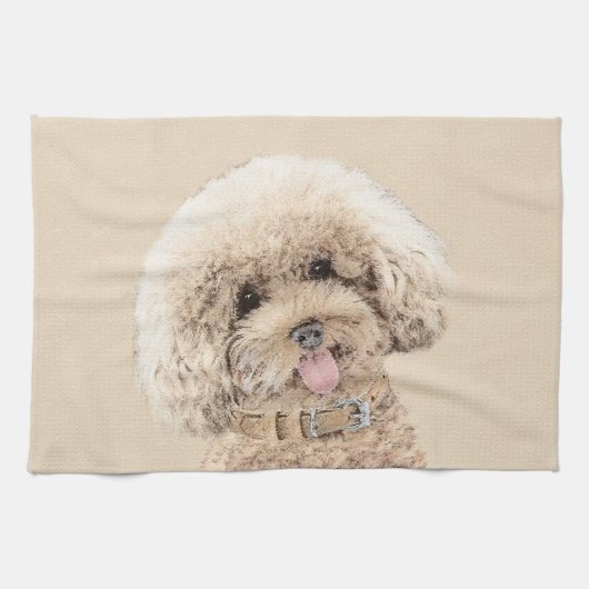 Poodle Miniature Speelgoed Abriot Cream Brown Dog Theedoek (Horizontaal)