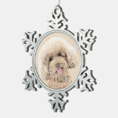 Poodle Miniature Speelgoed Abriot Cream Brown Dog Tin Sneeuwvlok Ornament (Rechts)