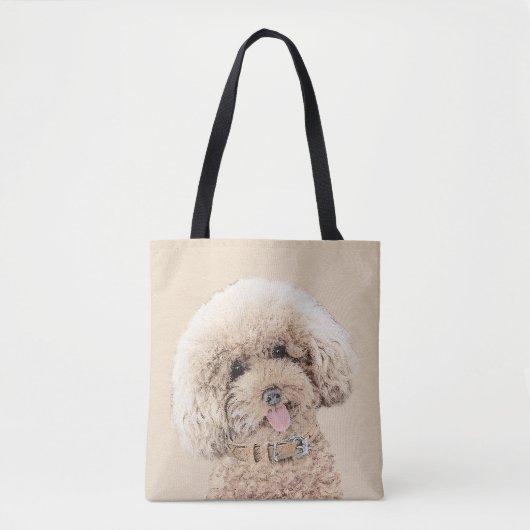 Poodle Miniature Speelgoed Abriot Cream Brown Dog Tote Bag (Voorkant)