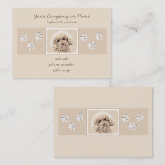 Poodle Miniature Speelgoed Abriot Cream Brown Dog  Visitekaartje (Voorkant / Achterkant)
