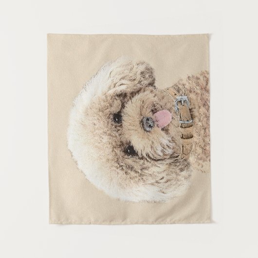 Poodle Miniature Speelgoed Abriot Cream Brown Dog  Wandkleed (Voorkant)