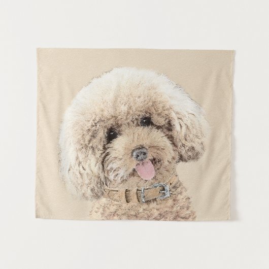 Poodle Miniature Speelgoed Abriot Cream Brown Dog  Wandkleed (Voorkant (horizontaal))