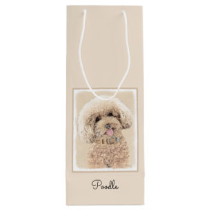 Poodle Miniature Speelgoed Abriot Cream Brown Dog Wijn Cadeautas