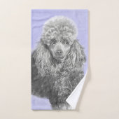Poodle Miniature Speelgoed Silver Gray Blue Dog Ar Bad Handdoek (Handdoek)