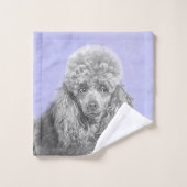 Poodle Miniature Speelgoed Silver Gray Blue Dog Ar Bad Handdoek (Wasdoekje)