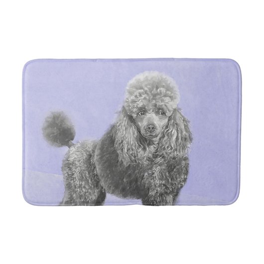 Poodle Miniature Speelgoed Silver Gray Blue Dog Ar Badmat (Voorkant)