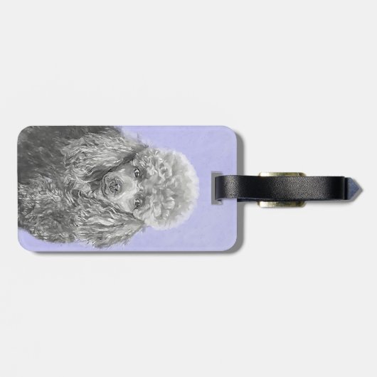 Poodle Miniature Speelgoed Silver Gray Blue Dog Ar Bagagelabel (Achterkant horizontaal)