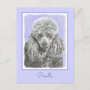 Poodle Miniature Speelgoed Silver Gray Blue Dog Ar Briefkaart