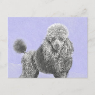 Poodle Miniature Speelgoed Silver Gray Blue Dog Ar Briefkaart
