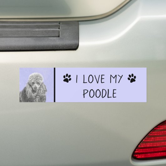 Poodle Miniature Speelgoed Silver Gray Blue Dog Ar Bumpersticker (Op auto)