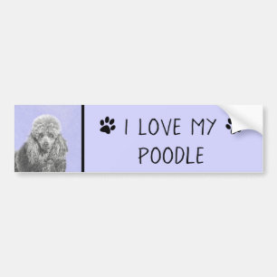 Poodle Miniature Speelgoed Silver Gray Blue Dog Ar Bumpersticker