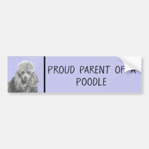 Poodle Miniature Speelgoed Silver Gray Blue Dog Ar Bumpersticker
