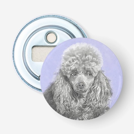 Poodle Miniature Speelgoed Silver Gray Blue Dog Ar Button Flesopener (Voorkant)